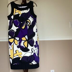 Kim Rogers Floral Midi Dress - Purple, Yellow, Black